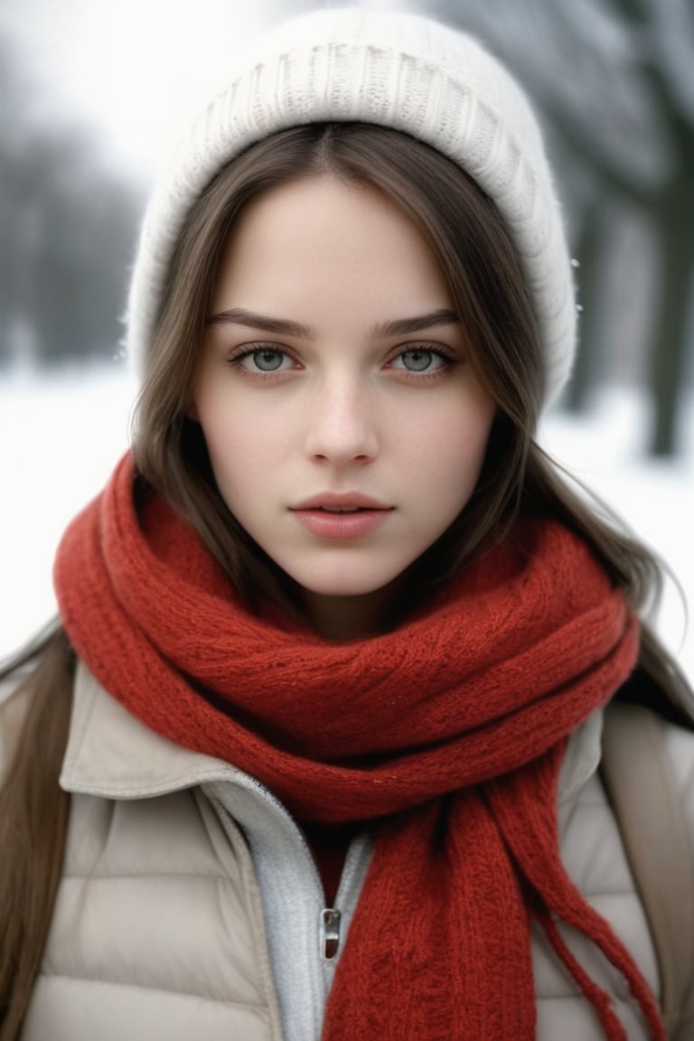 a very very very super-hyper realistic girl in a winter