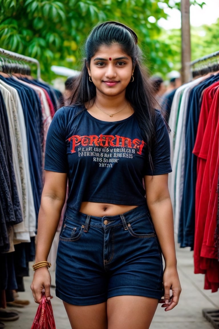 beautiful cute young attractive indian teenage girl, 18 years old, cute, long black_hair, Vintage vibes – perusing a thrift store, dressed in a retro-inspired outfit.