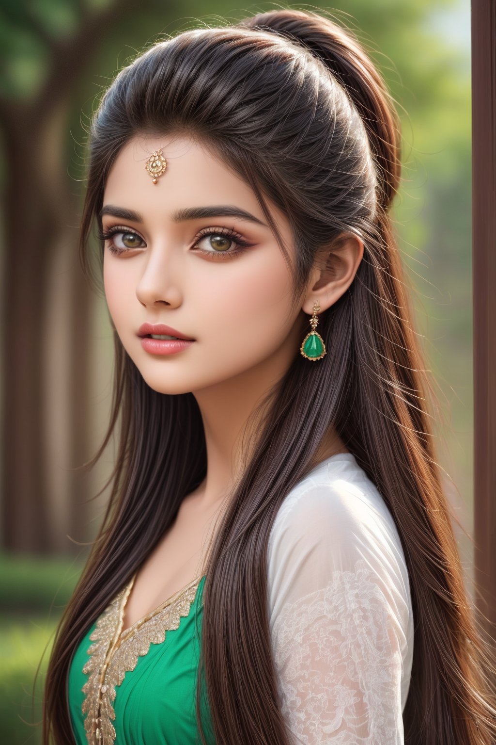 beautiful Indian girl, 23 year old, hyper detailed masterpiece, dynamic realistic digital art, awesome quality,subtle wonderland wonderscape,piercing queen's rose garden,watercolor brush hollow soft particles,singularity, entangled,uninhibited,darkened,emerald,fragment,wispish,irregular,combustion,ageless,Indian