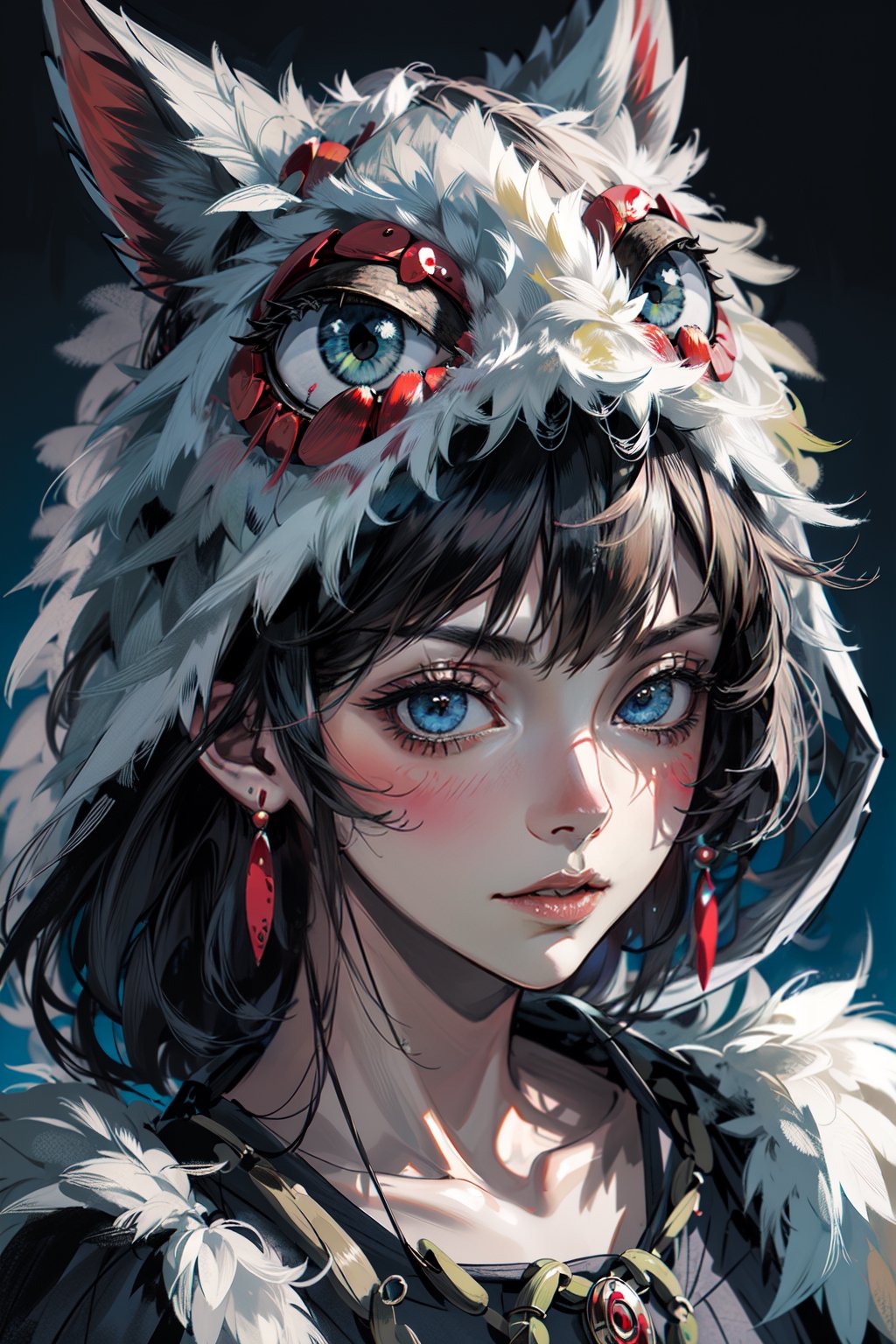 masterpiece, best quality, 1girl, solo, portrait of beautiful princessmononoke 