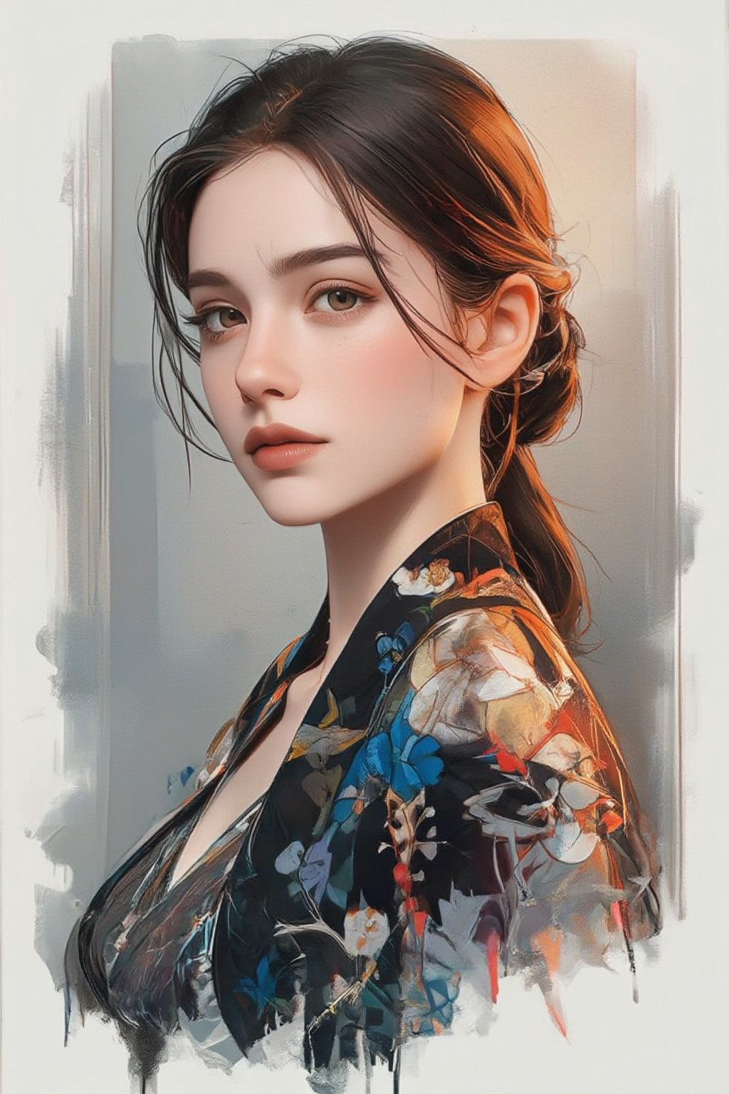 A beautiful Asia beauty with a tall, sexy, and well-proportioned figure, dressed in fashionable clothes with a stylish, aristocratic feel that is both casual and elegant. The artwork features a detailed, realistic depiction in watercolor and gouache, showcasing a lifelike quality and masterpiece status. The 128K resolution captures colored light wavelengths, attractive reflections, and a fine gouache sketch in the center. The modern art style highlights the beauty's allure and sophistication.,3d render