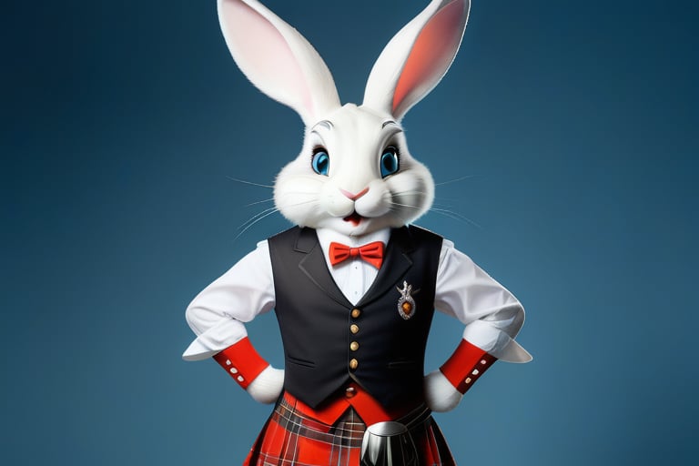 Anthropomorphic rabbit in a kilt