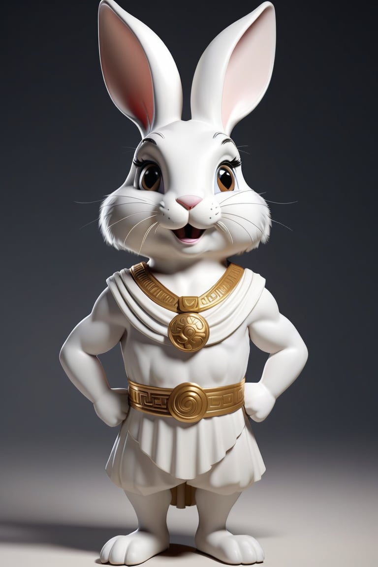 Anthropomorphic rabbit posing like a greek God