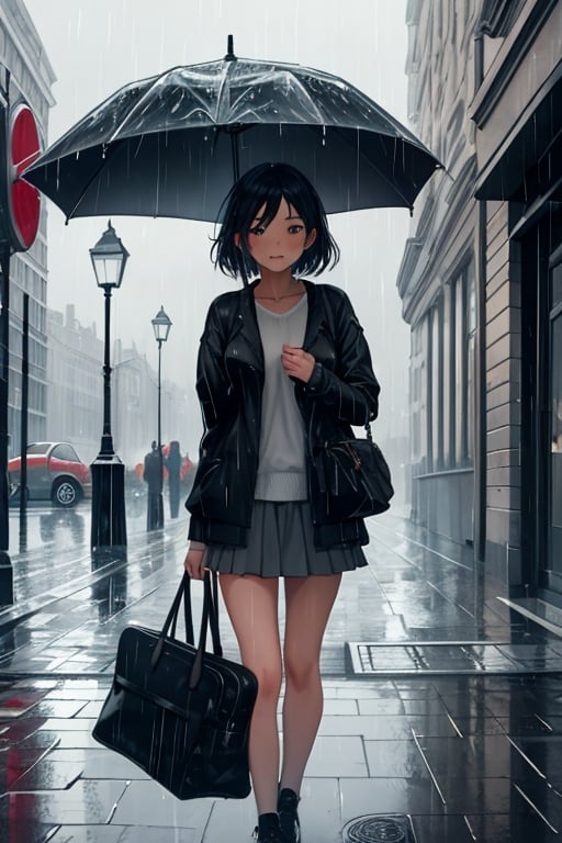 A girl in  Rain in London.,Girls