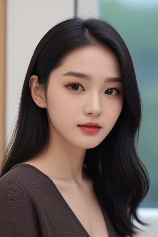 prioritize a slim figure, dewy skin, v-shaped jaw, pale and brownish  skin, straight eyebrows, and smooth skin eyes black hair medium length small face Indokorean  girl,<lora:659095807385103906:1.0>