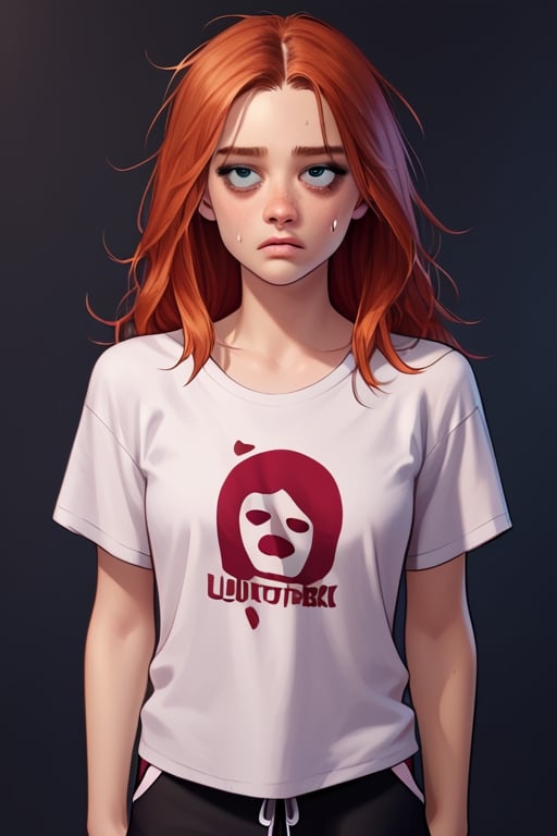 Score_9, Score_8_up, Score_7_up,Score_6_up, Score_5_up, Score_4_up,
1girl,teenage_girl,upper_body,cute,
lanky,slim,gamer_girl,(ginger_hair),
very_long_hair,big_eyes,tired_eyes,
disheveled,messy_hair,
slouching,dark_circles,lonely,standing,

sweatpants,oversized_t-shirt,worn_out_clothes,
dormitory