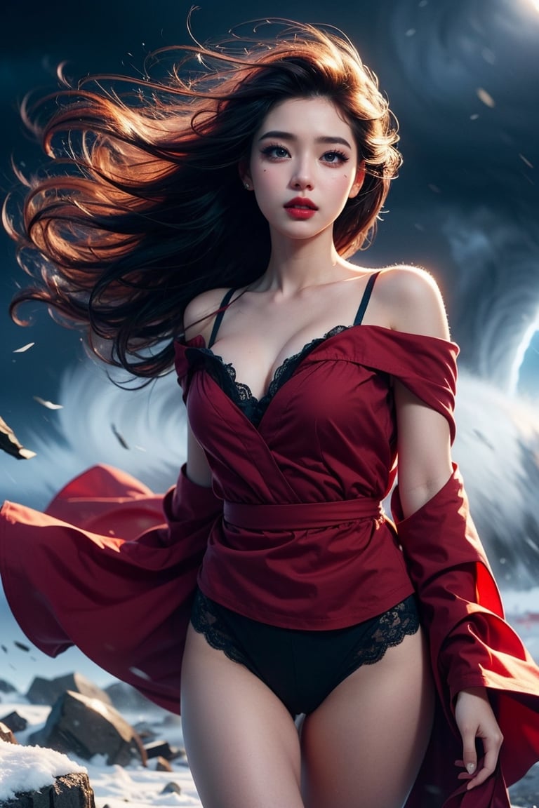 (masterpiece, best quality, photorealistic, high resolution, 8K raw photo)21 yo girl,kimono,off shoulder,bra,,((panty drop)),((expose a little pussy)),sensuality elegance,,beautiful face,smile,red ribbon on head, dynamic pose,red lips,beautiful girl windswept away, (strong wind, windstorm, typhoon winds, tornado winds), big breasts, neckerchief, (very long hair),detailed realistic clothes, detailed face, detailed hands. makeup, glossy lips, sensual pose, in pain, outdoor,Japanese hot springs with snow background,1 girl,snow_scene_background,captivating and visually stunning piece of fractal art featuring a single female figure wearing tight, created by a renowned artist, displaying extremely intricate details,Formal artistic quality with strong aesthetic appeal. High resolution rendering in 4K,