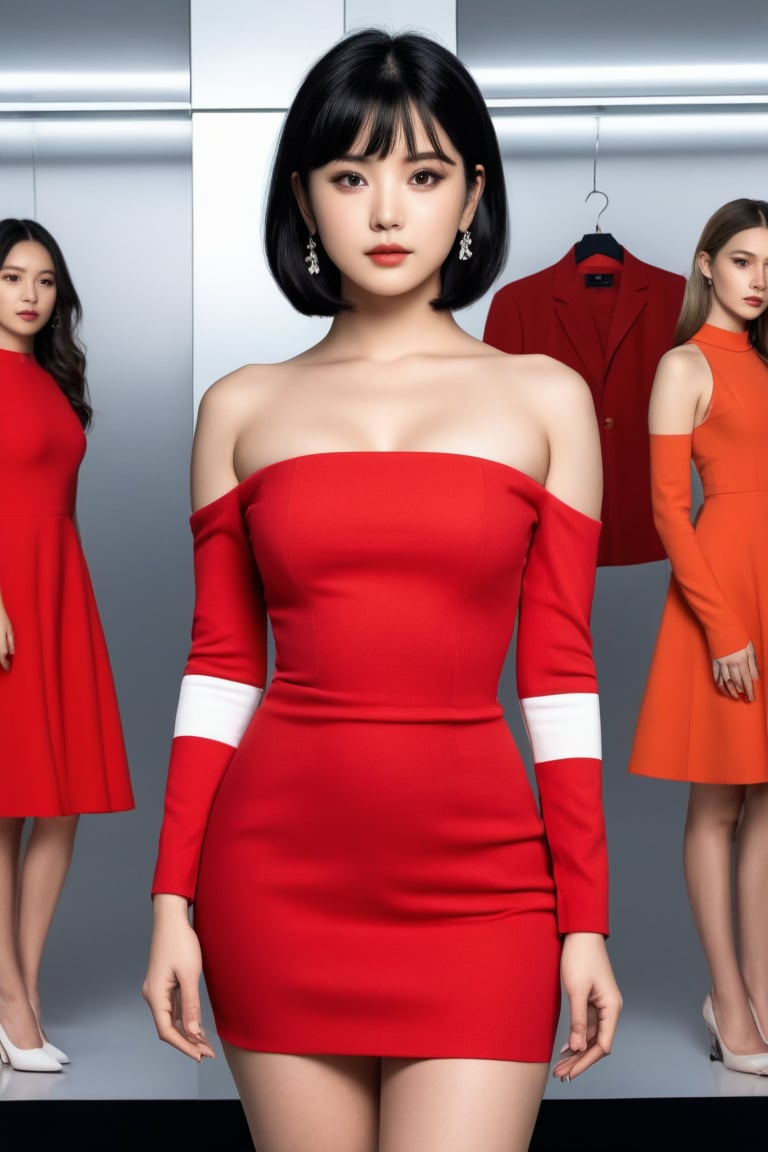 Best work, (Best quality, ,HDR, 8k, 32k, raw photo, photorealistic, UHD:1.2),red dress, simple eyes, black hair, detailed face , photoshoot, randomly click photo 24 years old Ultra realistic , full body shape ,chromatic_background , face of the people who sank all their money into the fx (meme)