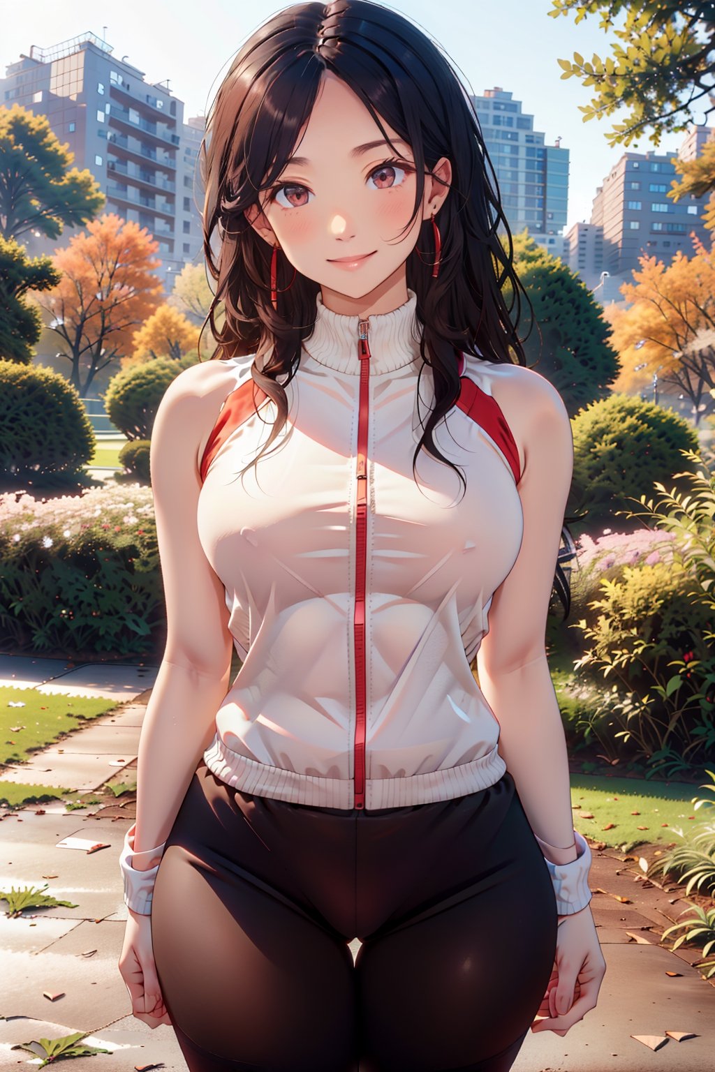 wo_p3rfb0dy01, pale skin, woman wearing a gym outfit, long hair, in a park, solo, mastepiece, 8k, high_res, studio lighting, hyperdetailed,photorealistic,(Gianna2:1.3)