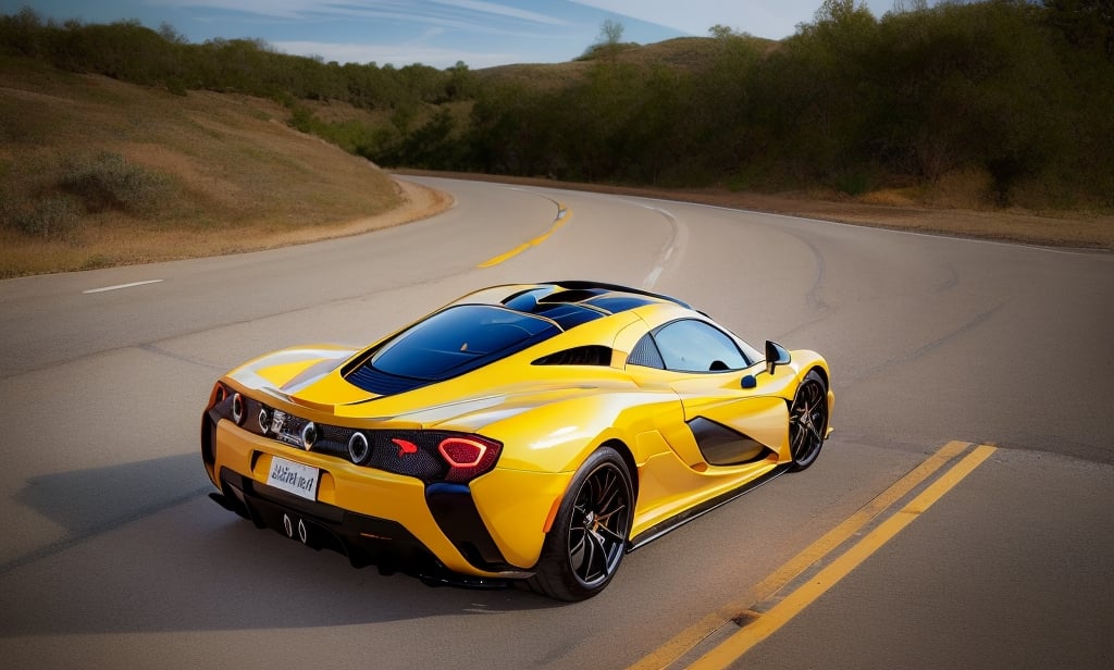 Amidst the endless expanse of a desolate highway, a solitary hyper-realistic figure faithfully navigates the shimmering contours of a maze-like McLaren P1 GT. Colorful, ephemeral, and entrancing geometric Abstract & Conceptual patterns devour the asphalt, seamlessly merging into the nebulous landscape around them. As the sun sets, the Psychedelic sky ignites in a fiery blaze of oranges and purples reflecting off the bilious Craft Art Déco livery of the vehicle.In the grips of this electrifying spectacle, the equilibrized driver demonstrates an inexplicable kinship with the machine, escalating their symbiotic union iridescently within the elusive confines of the Futuristic & Sci-Fi Conceptual highway, oblivious to the phantasmic detritus of time surviving only within the artistic realms of Abstract & Conceptual expression.