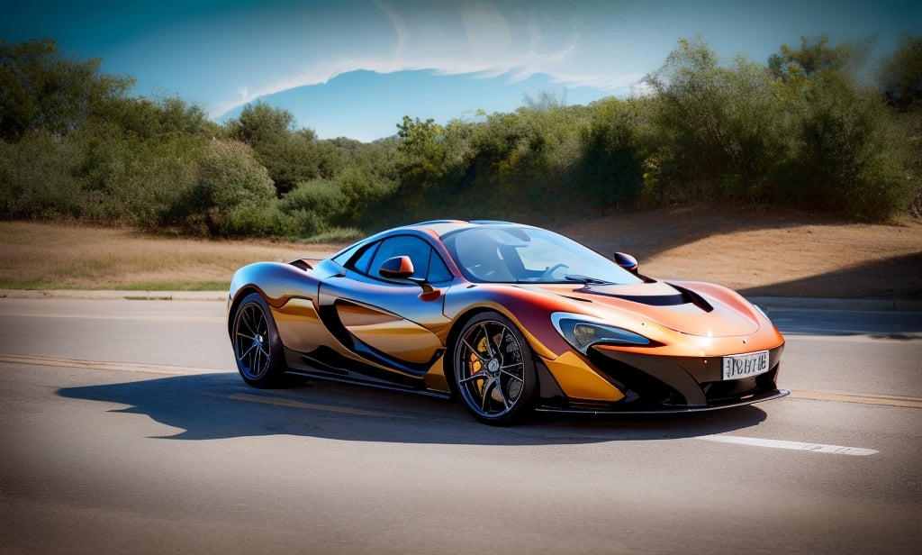 Amidst the endless expanse of a desolate highway, a solitary hyper-realistic figure faithfully navigates the shimmering contours of a maze-like McLaren P1 GT. Colorful, ephemeral, and entrancing geometric Abstract & Conceptual patterns devour the asphalt, seamlessly merging into the nebulous landscape around them. As the sun sets, the Psychedelic sky ignites in a fiery blaze of oranges and purples reflecting off the bilious Craft Art Déco livery of the vehicle.In the grips of this electrifying spectacle, the equilibrized driver demonstrates an inexplicable kinship with the machine, escalating their symbiotic union iridescently within the elusive confines of the Futuristic & Sci-Fi Conceptual highway, oblivious to the phantasmic detritus of time surviving only within the artistic realms of Abstract & Conceptual expression.