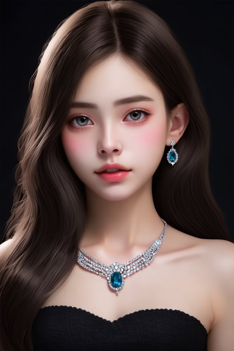 (((score_9, score_8_up, score_7_up, best quality, 4K, 8K, high-resolution, masterpiece, ultra-detailed, realistic, photorealistic))), 
(((1girl, solo, long hair, looking at viewer, blue eyes, simple background, jewelry, colored skin, black background, portrait, gem, blue gemstone))),(((high resolution, extremely sharp, ultra-real, extremely detailed, an ultra-realistic photograph captured with a Sony α7 III camera, equipped with an 85mm lens, depicting, The image, taken in high resolution.))) 