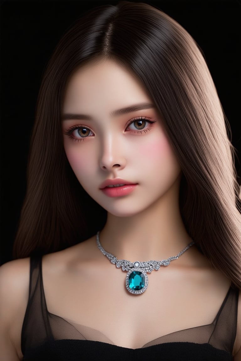 (((score_9, score_8_up, score_7_up, best quality, 4K, 8K, high-resolution, masterpiece, ultra-detailed, realistic, photorealistic))), 
(((1girl, solo, long hair, looking at viewer, blue eyes, simple background, jewelry, colored skin, black background, portrait, gem, blue gemstone))),(((high resolution, extremely sharp, ultra-real, extremely detailed, an ultra-realistic photograph captured with a Sony α7 III camera, equipped with an 85mm lens, depicting, The image, taken in high resolution.))) 