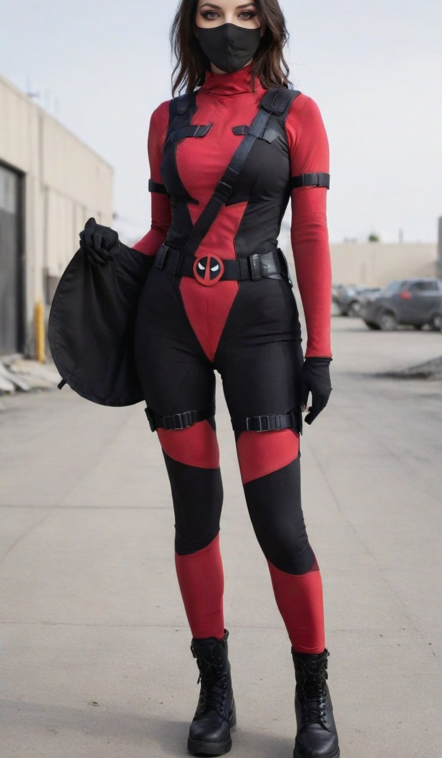 Lady Deadpool costume at home, follow these steps:
Base Suit: Start with a red turtleneck leotard and red leggings. This forms the base of the costume.
Black Accents: Use black fabric or tape to create the signature black patches on the suit. You can cut out shapes and attach them to the red suit.
Mask: Create a mask using red fabric. Cut eye holes and use black fabric or felt for the eye patches. Alternatively, you can buy a pre-made mask.
Accessories: Add fingerless gloves, a black utility belt, and black combat boots.
Weapons: Carry toy swords or guns to complete the look.
For a no-sew option, consider using fabric glue instead of sewing for the accents and mask details