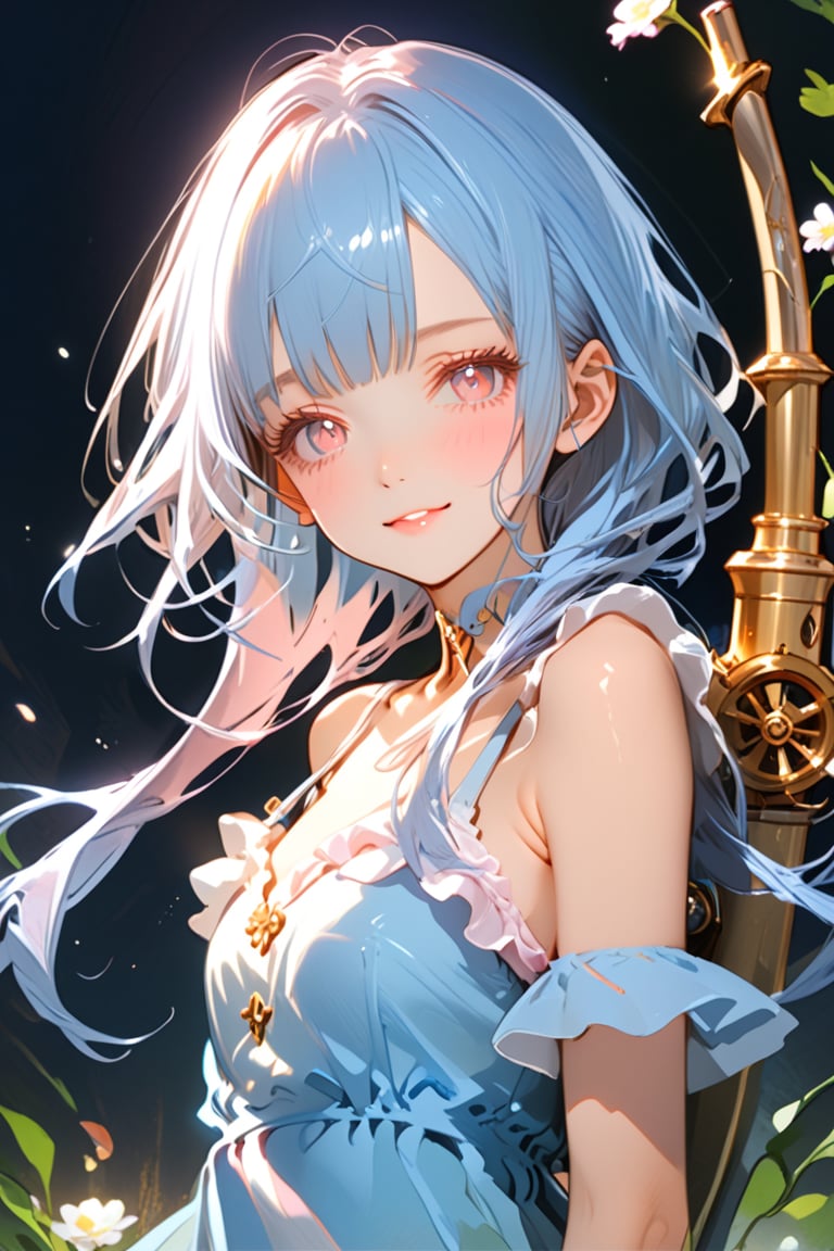 masterpiece, best quality, extremely detailed, (illustration, official art:1.1), 1 girl ,(((( light blue long hair)))), ,(((( light blue long hair)))),light blue hair, , long hair ((blush)) , cute face, masterpiece, best quality,(((((a very delicate and beautiful girl))))),Amazing,beautiful detailed eyes,blunt bangs((((little delicate girl)))),(((tareme))),droopy eyes.(true beautiful:1.2), sense of depth,dynamic angle,,,, affectionate smile, (true beautiful:1.2),,(tiny 1girl model:1.2),)(flat chest),One girl、Dynamic configuration、[17277fbe68],He threatened Hideo.、high quality、Maximum details、(((最high quality、最高masterpiece、Official Art、最高のDynamic configuration)))、、(Tabletop, 最high quality), Very detailed, Anime Style, Concept Art、whole body, (masterpiece), 最high quality, Fantasy art,whole body、masterpiece、最high quality、(colorful)、（Beautifully detailed eyes and face）、Cinema Lighting、Extremely detailed CG、Super huge、whole body、wallpaper、Dress with weapons in Wonderland, (((Everybody wears red ))), Ammunition belt, gun, machine gun, gatling gun, hand gun,weapons,Barren Land、White Background、