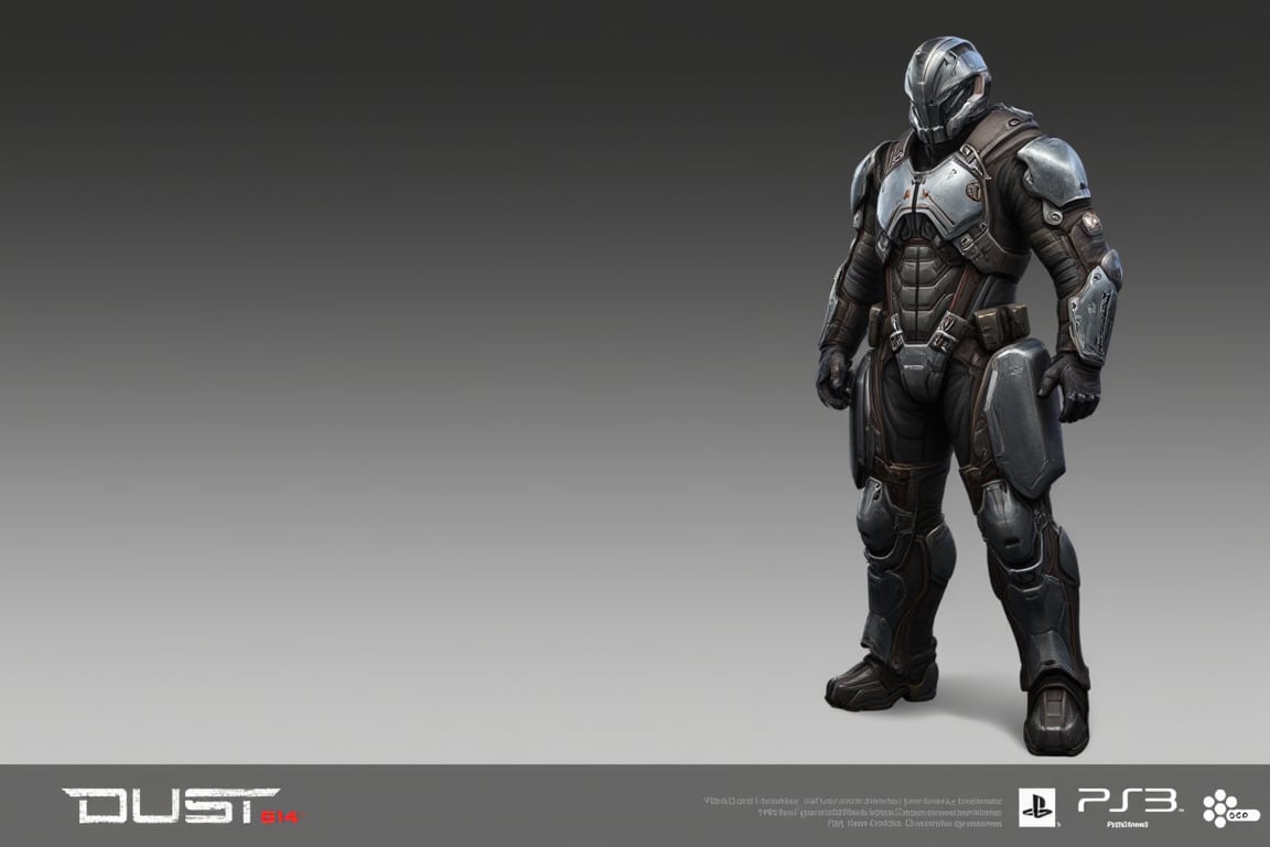 FuturisticWarrior style,, The image is a digital illustration of a futuristic (((minmatar dropsuit))) on the right. The word "DUST514" is written in bold white letters at the bottom of the illustration.