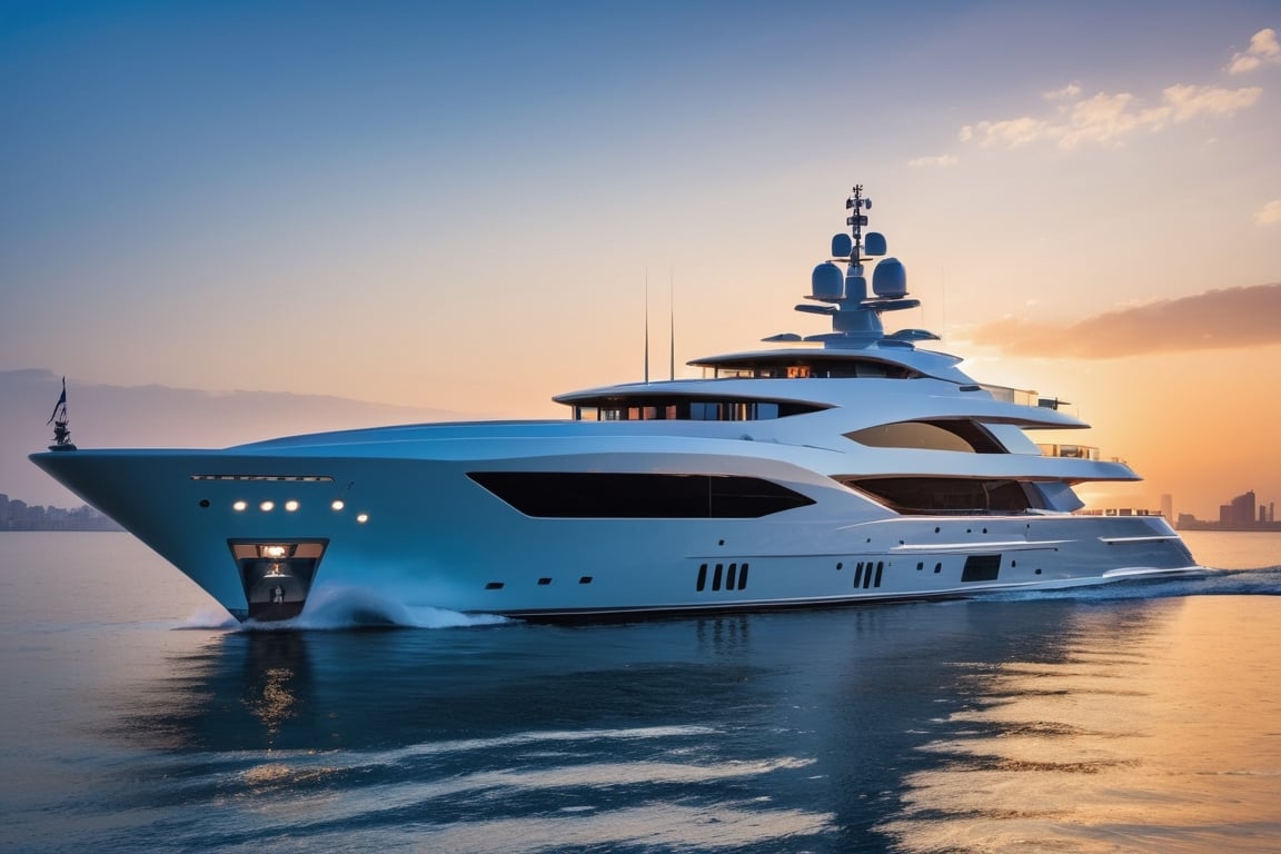 RAW photograph of 2015 styled mega yacht, cool, asthetic, ,full yacht in frame, full yacht in picture, leviathanis logo, highly detaited, 8k, 1000mp,ultra sharp, master peice, realistic, detailed exterior, 4k body, 4k detailed, beautiful lighting, white exterior