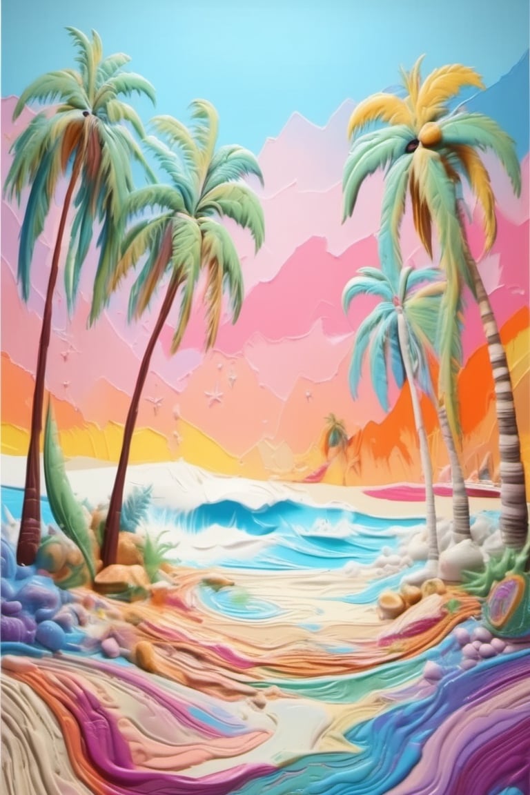 Psychedelic Beach texture 3d painting 