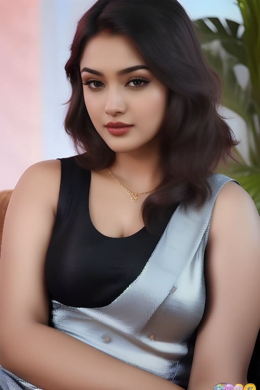 Indian girl (Anushka Shetty, Samantha Ruth Prabhu:1.3) , age 35, realistic body skin, photorealistic,Indian,(((face don't change))),c:,lipstick,(masterpiece, top quality, best quality, official art, beautiful and aesthetic:1.2), beautiful woman in (( wearing black tank top)) showing her naval,Realistic photo