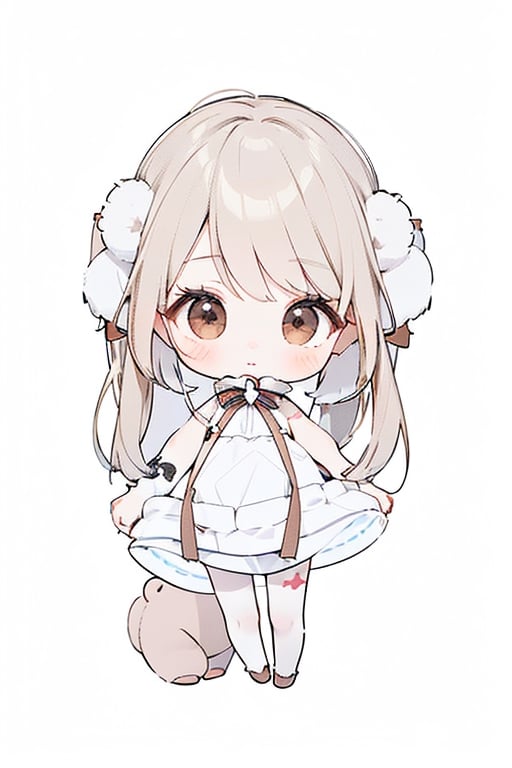 3DMM, chibi, mecha body, figma, figure, 4 year old girl, cute, short brown hair with two pigtails, brown eyes, has bear pajamas, perfect, chibi,chibi