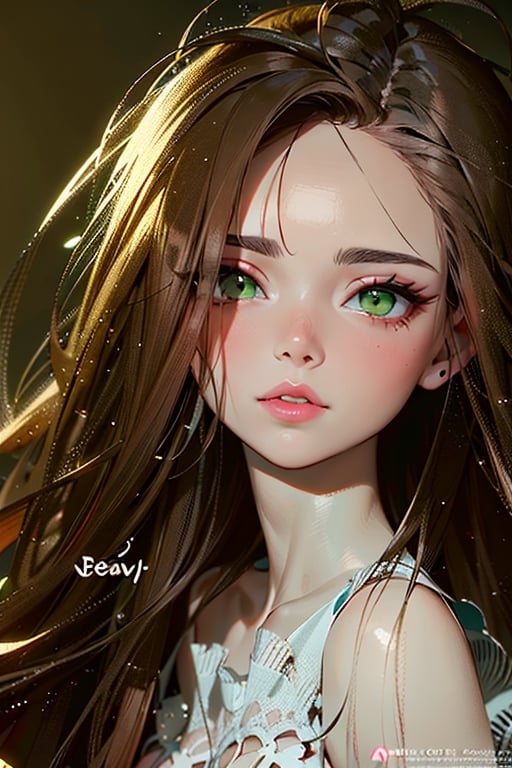 beautyniji,perfect, beautiful, girl with porcelain skin, wavy brown hair, green eyes and long eyelashes, natural pink cheeks and natural pink lips,wearing wrenchpjbss,Eve3D,figma,dupatta