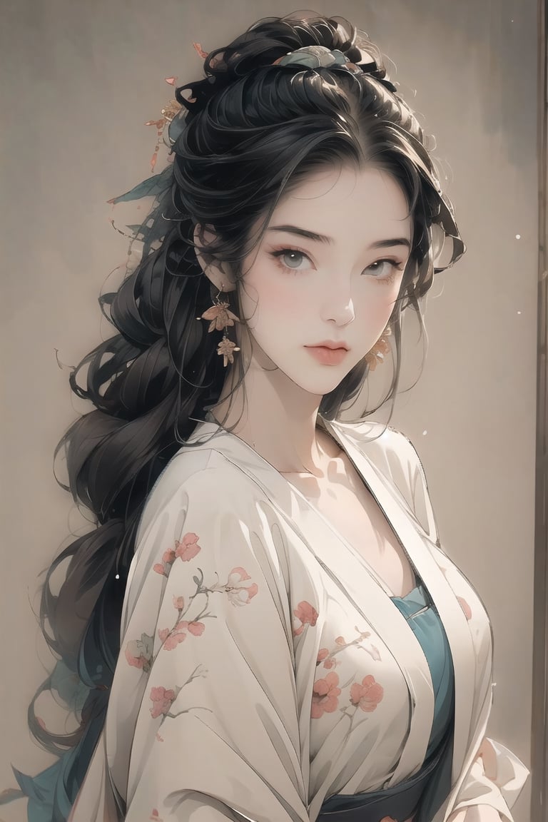 Natural Light, (Best Quality, highly detailed, Masterpiece:1.2), 16k, depth of field, ((wide shot)), 1girl  A lady with long black hair, barefoot, wearing a white strapless kimono, dark green silk thread, Transparent watercolor, splash ink rendering, chaos rendering, (beautiful and detailed eyes), (realistic detailed skin texture), (detailed hair), (realistic light and shadow), (clean outline, sketch style line art),ink splash,Zoey