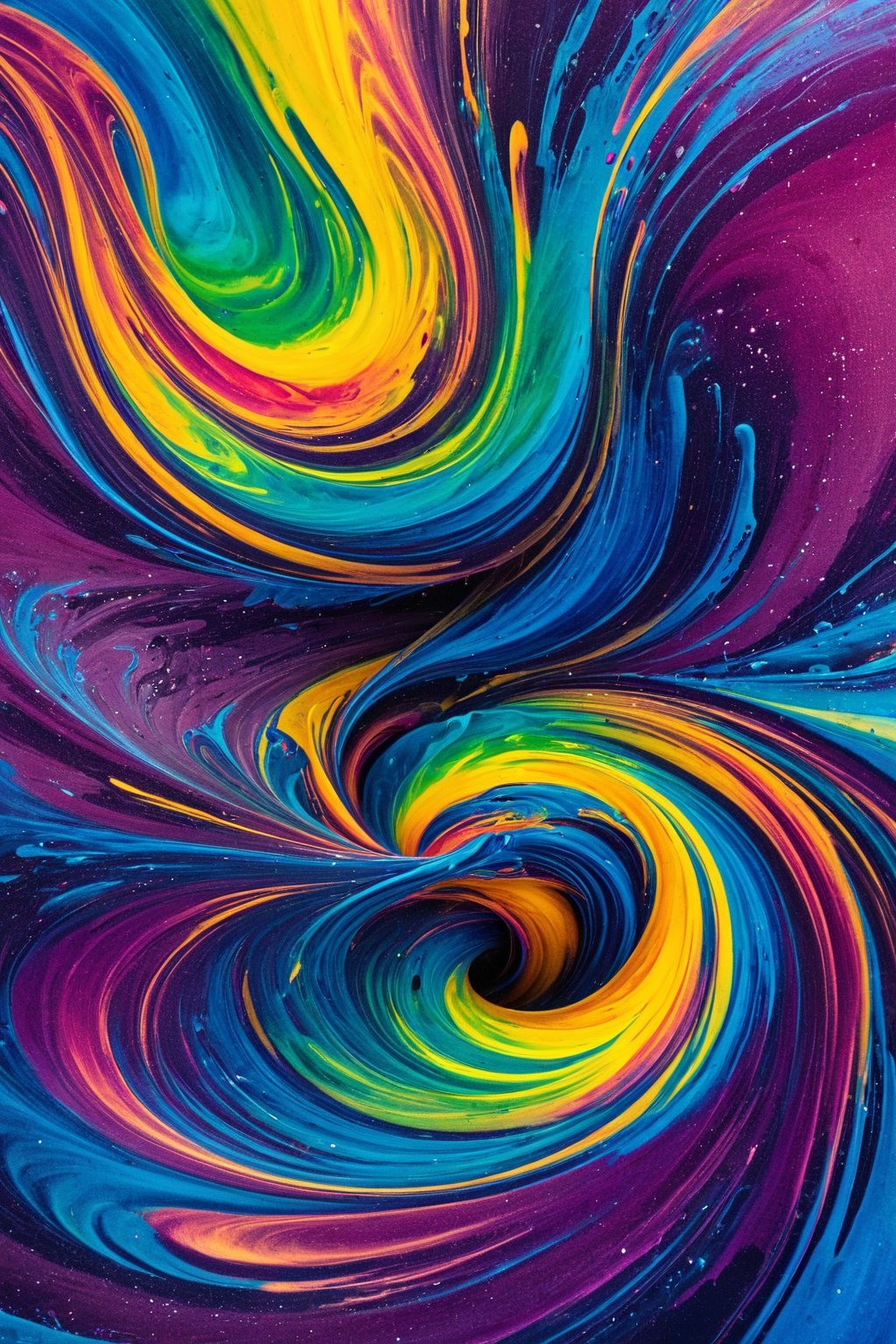 A swirling tornado of many bright ink colors
