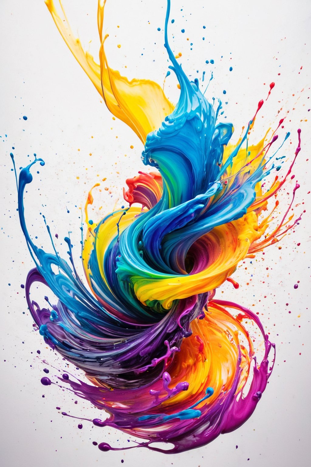 A swirling tornado of many bright ink colors