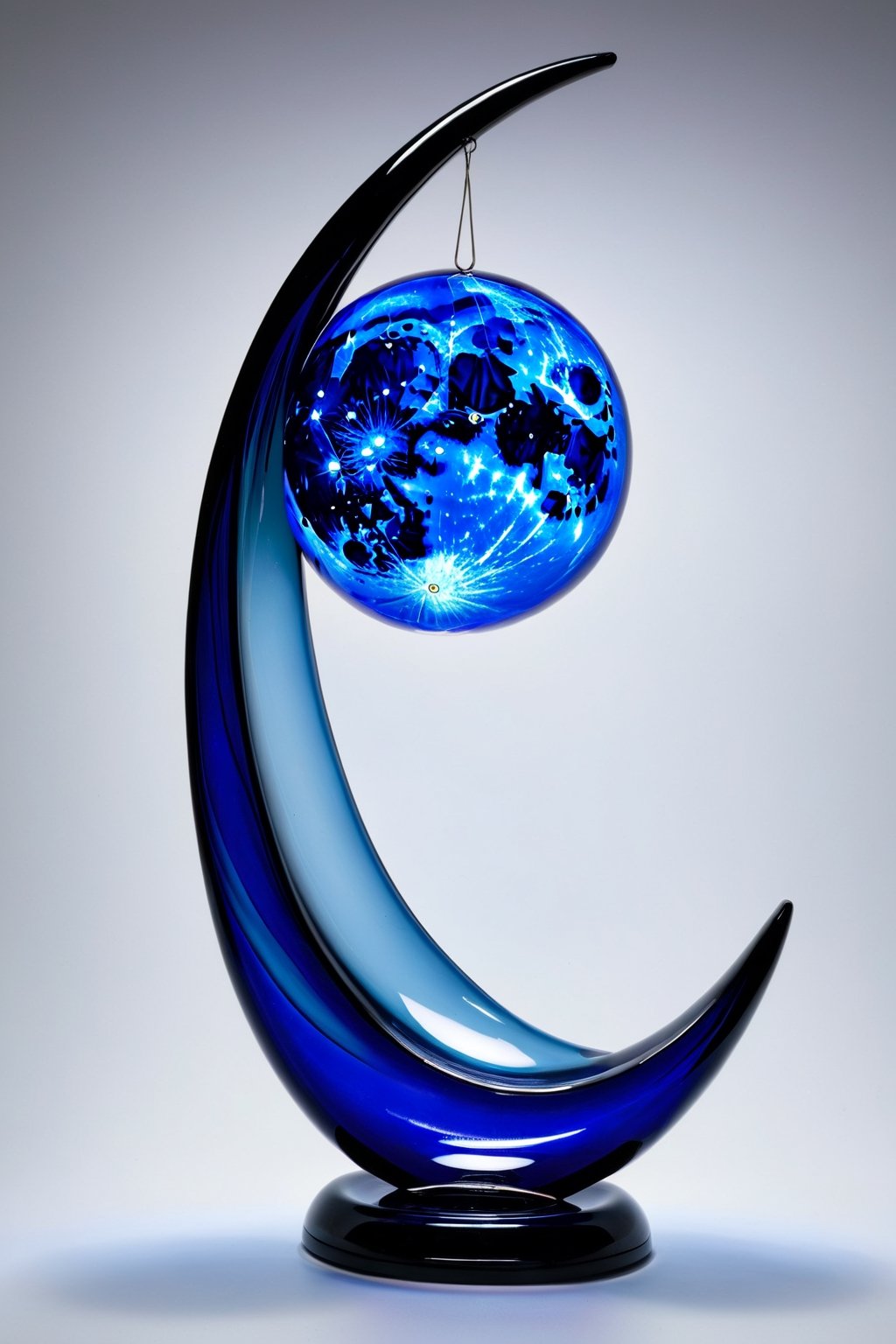 An extremely beautiful blown glass creation of a blue moon