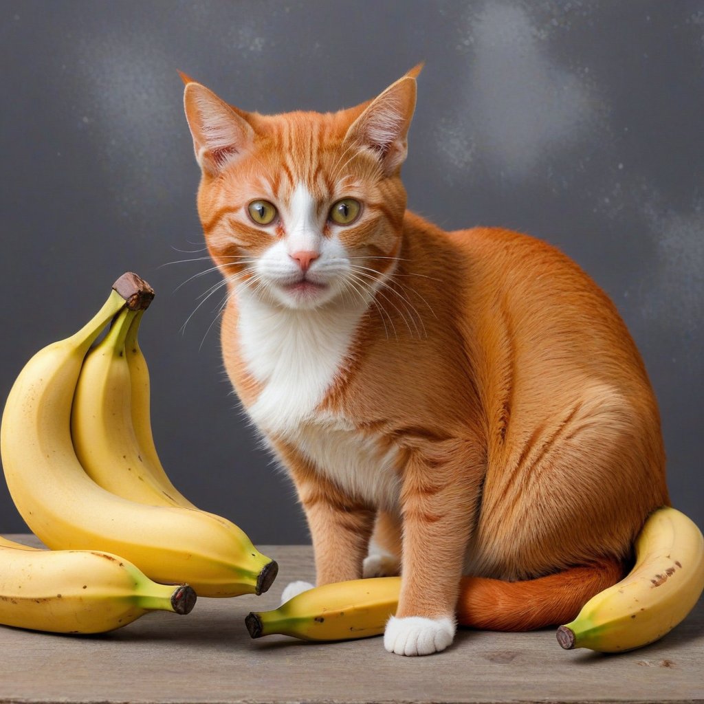 The red cat with banana