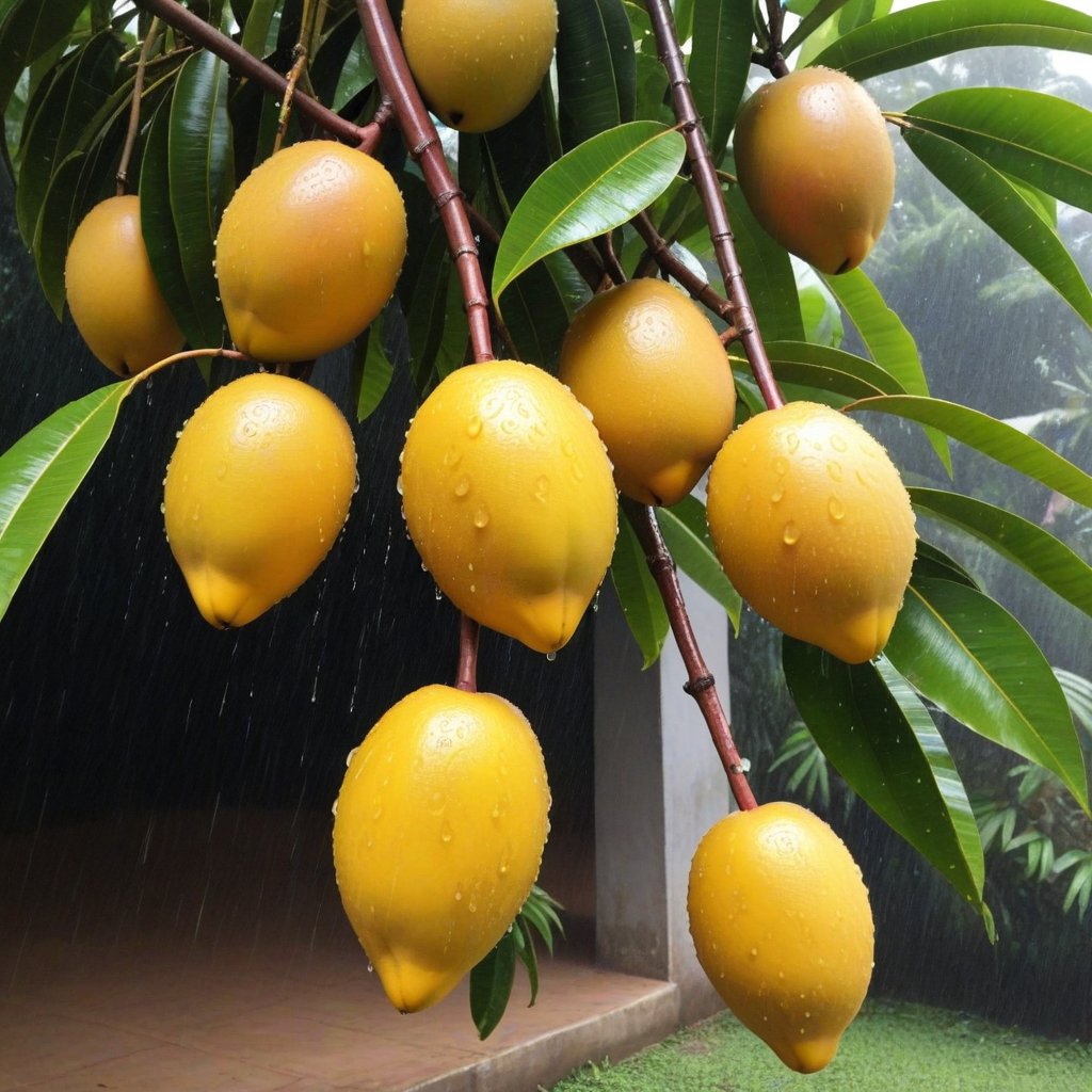 It is raining on the laughing mangos