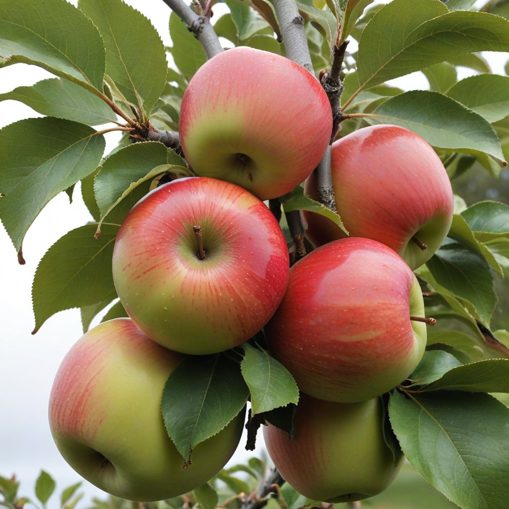 Three apples on a tree