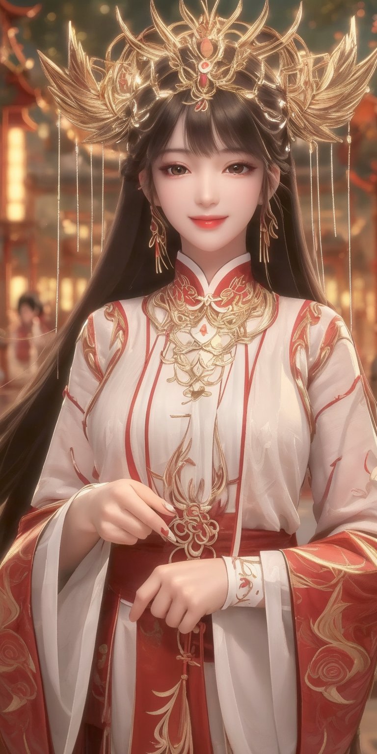 score_9, score_8_up, score_7_up, masterpiece, best quality, high resolution, realistic, 1 girl, smile, looking at viewer, upper body, long hair, black hair, bangs, breasts, traditional chinese girl, chinese fairy,