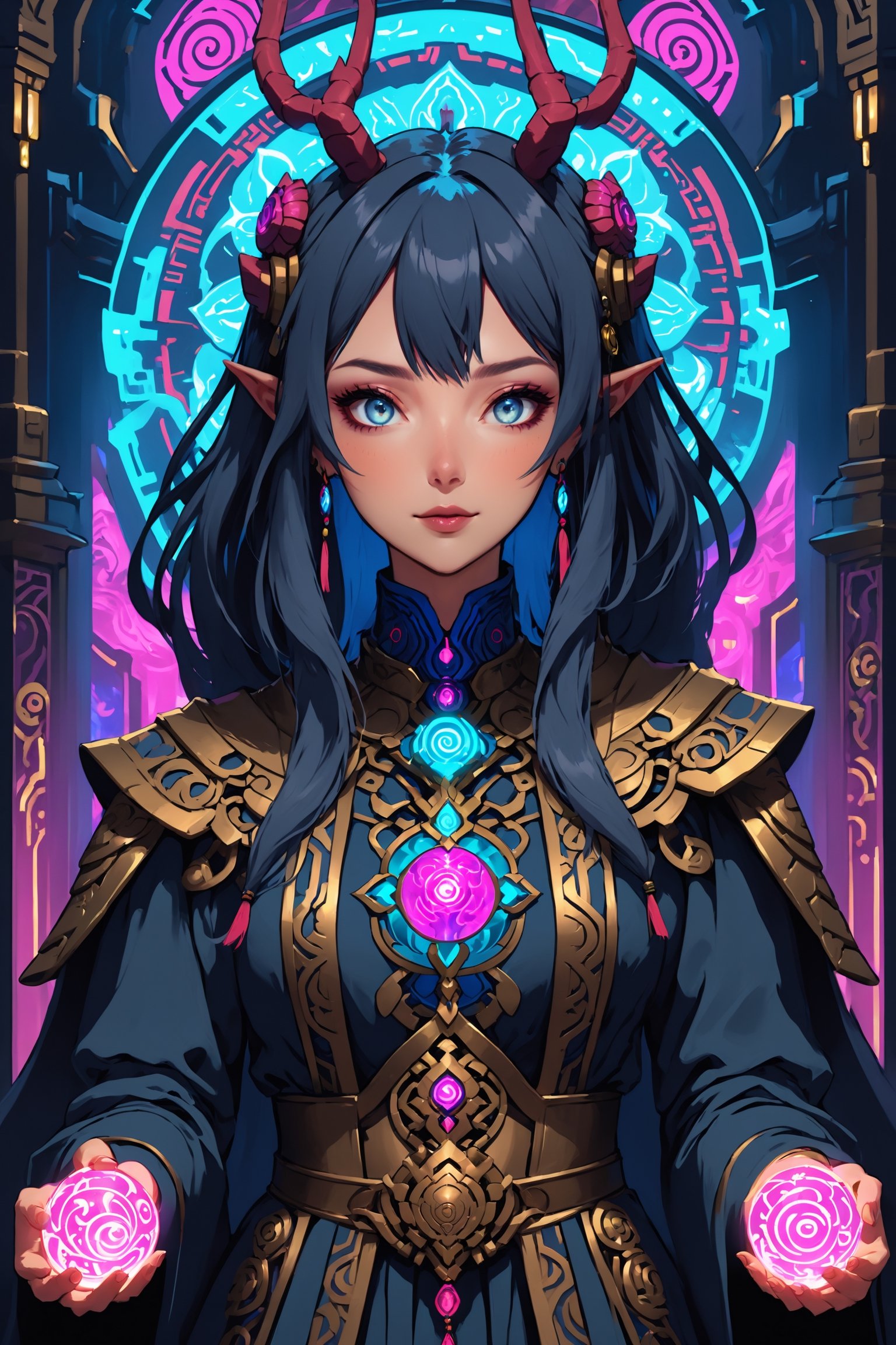 Churnstyle,cyberpunk,tarot card,4K UHD,studio ghibli style,neo-aztec,high-tech lowlife, ,nocturne,breakdomain,portraitart,portrait art style