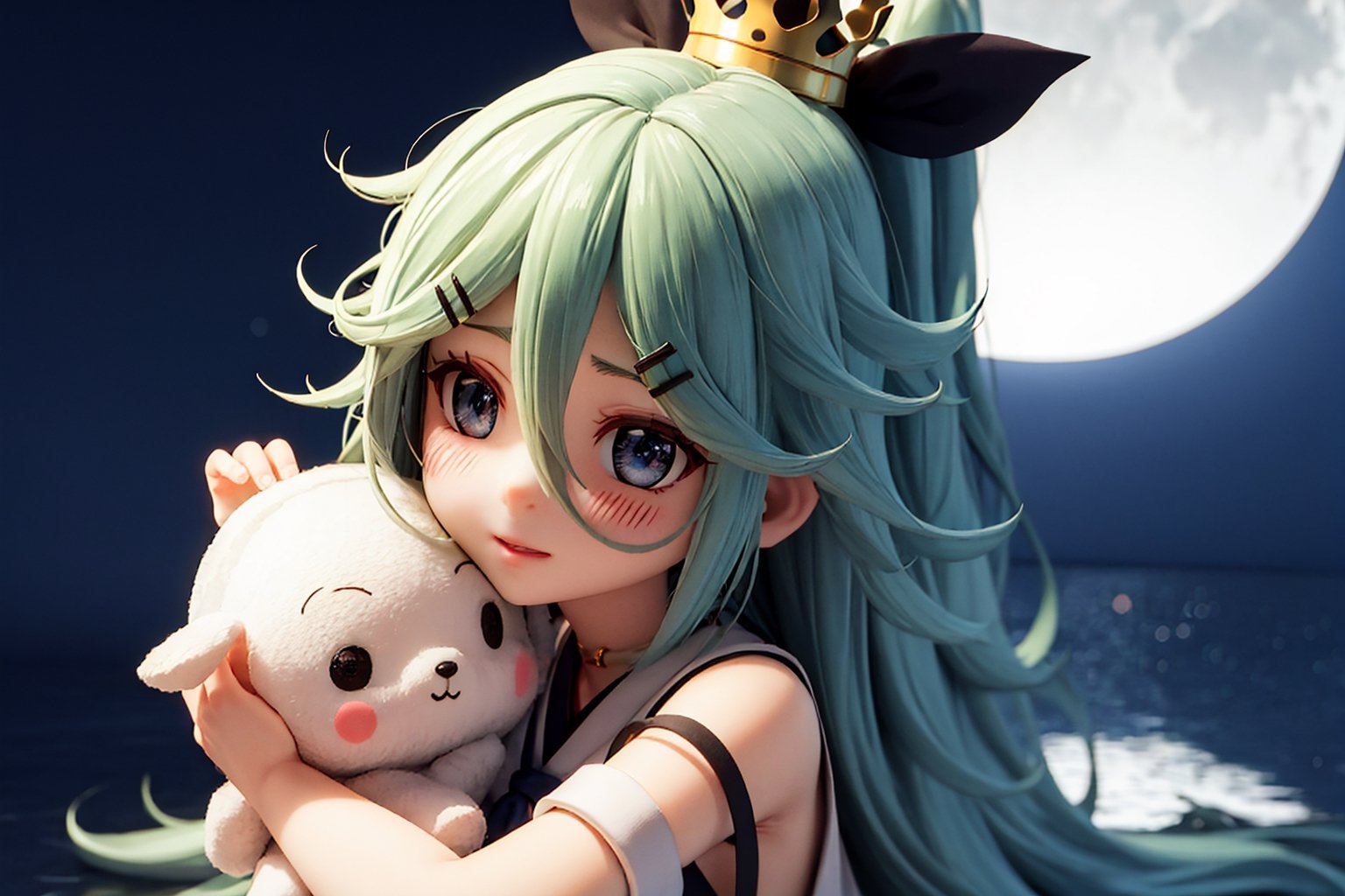 High quality, Yamakaze, crown, night background, Chibi
,3D