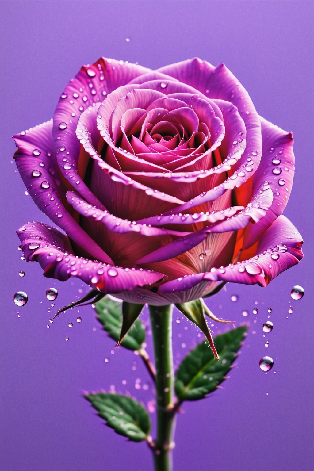 Highly detailed and hyper-realistic painting portrait of a (lavender rose:1.4) with droplets of water. BREAK vaporwave aesthetics, (documentary shot:1.2), eye level, BREAK vibrant colours, (extremely realistic and accurate:1.4), league of legends, BREAK octane render, intricate, ultra-realistic, elegant, highly detailed, digital painting, artstation, concept art, smooth, sharp focus, style by Leonardo Style, DonMn1ghtm4reXL,comic book,abstrgn, BREAK no humans