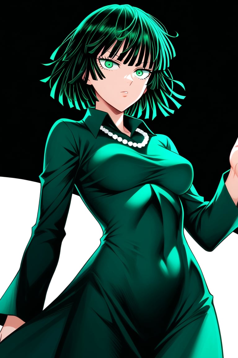  score_9, score_8_up, score_7_up, ultra detailed,beautiful face,highres BREAK
Appearance:green_eyes, green_hair, short_hair, blunt_bangs

Default Outfit:green_eyes, green_hair, short_hair, blunt_bangs, green_dress, collared_dress, long_sleeves, pearl_necklace
,Fubuki_(One-Punch_Man),fubuki (one-punch man)


 ,(( white background, blank background)):1