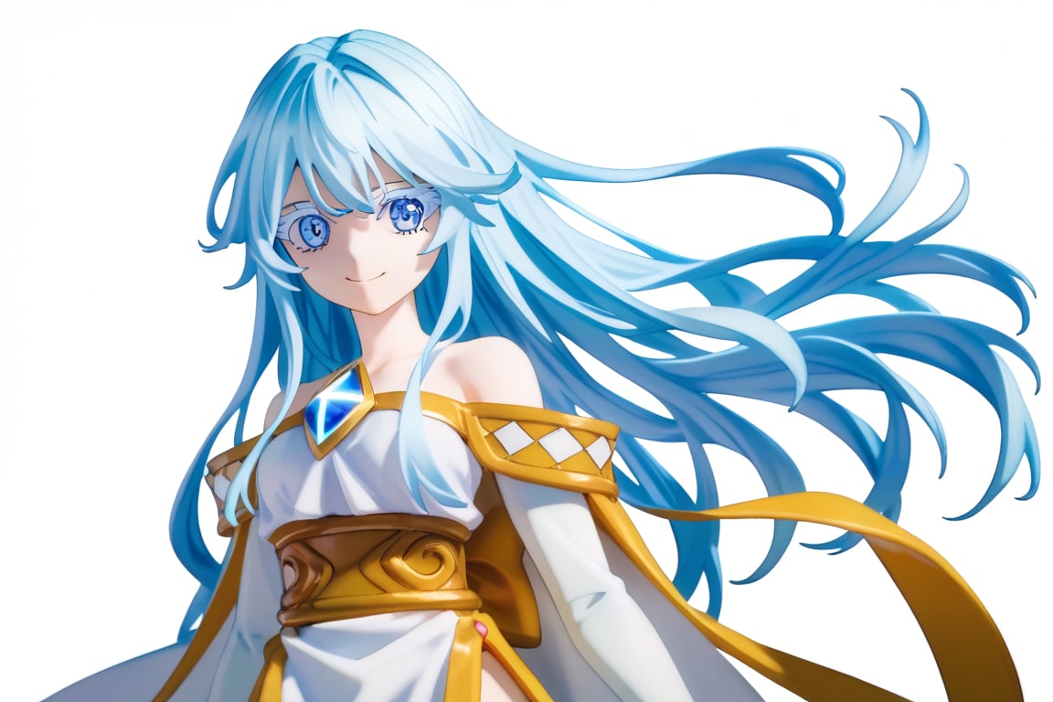 score_9, score_8_up, score_7_up, score_6_up, score_5_up, score_4_up, anime screencapBREAKelfaria_olis, 1girl, solo, light blue hair, long hair, colored eyelashes, blue eyes, chest jewel, off-shoulder dress, yellow sash, side cape, bridal gauntlets, pelvic curtain, looking at viewer, smile, closed mouth, upper bodyBREAKwind, wind lift, elfaria_olis,


,(( white background, blank background))