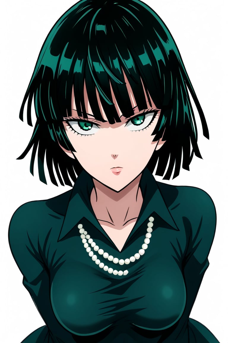  score_9, score_8_up, score_7_up, ultra detailed,beautiful face,highres BREAK
Appearance:green_eyes, green_hair, short_hair, blunt_bangs, 

, solo,

, Default Outfit:green_eyes, green_hair, short_hair, blunt_bangs, green_dress, collared_dress, long_sleeves, pearl_necklace
,Fubuki_(One-Punch_Man),fubuki (one-punch man),


 ,(( white background, blank background)):1