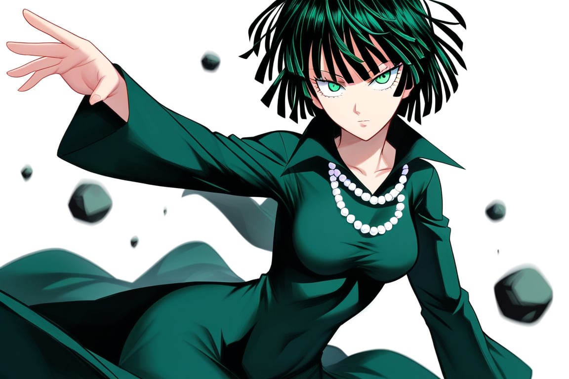  score_9, score_8_up, score_7_up, ultra detailed,beautiful face,highres BREAK
Appearance:green_eyes, green_hair, short_hair, blunt_bangs, 

, solo,

, Default Outfit:green_eyes, green_hair, short_hair, blunt_bangs, green_dress, collared_dress, long_sleeves, pearl_necklace
,Fubuki_(One-Punch_Man),fubuki (one-punch man),


 ,(( white background, blank background)):1