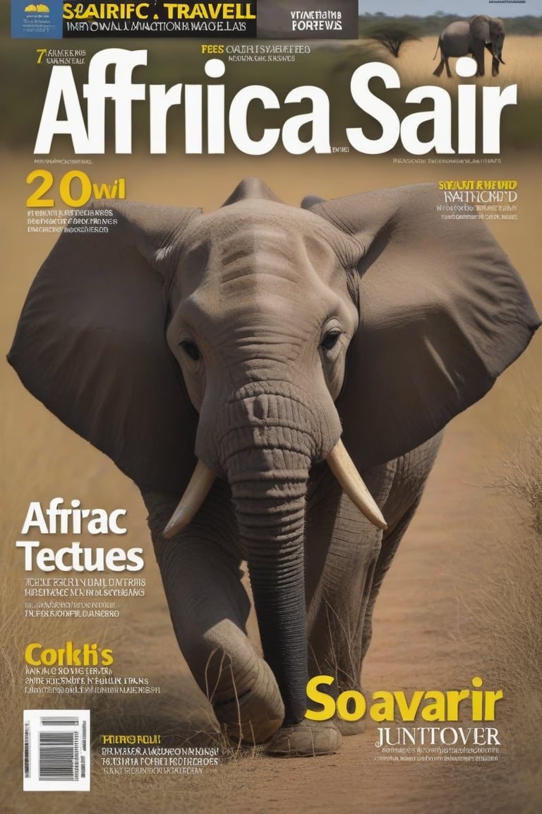 magazine cover of a international travel magazine featuring Africa safari