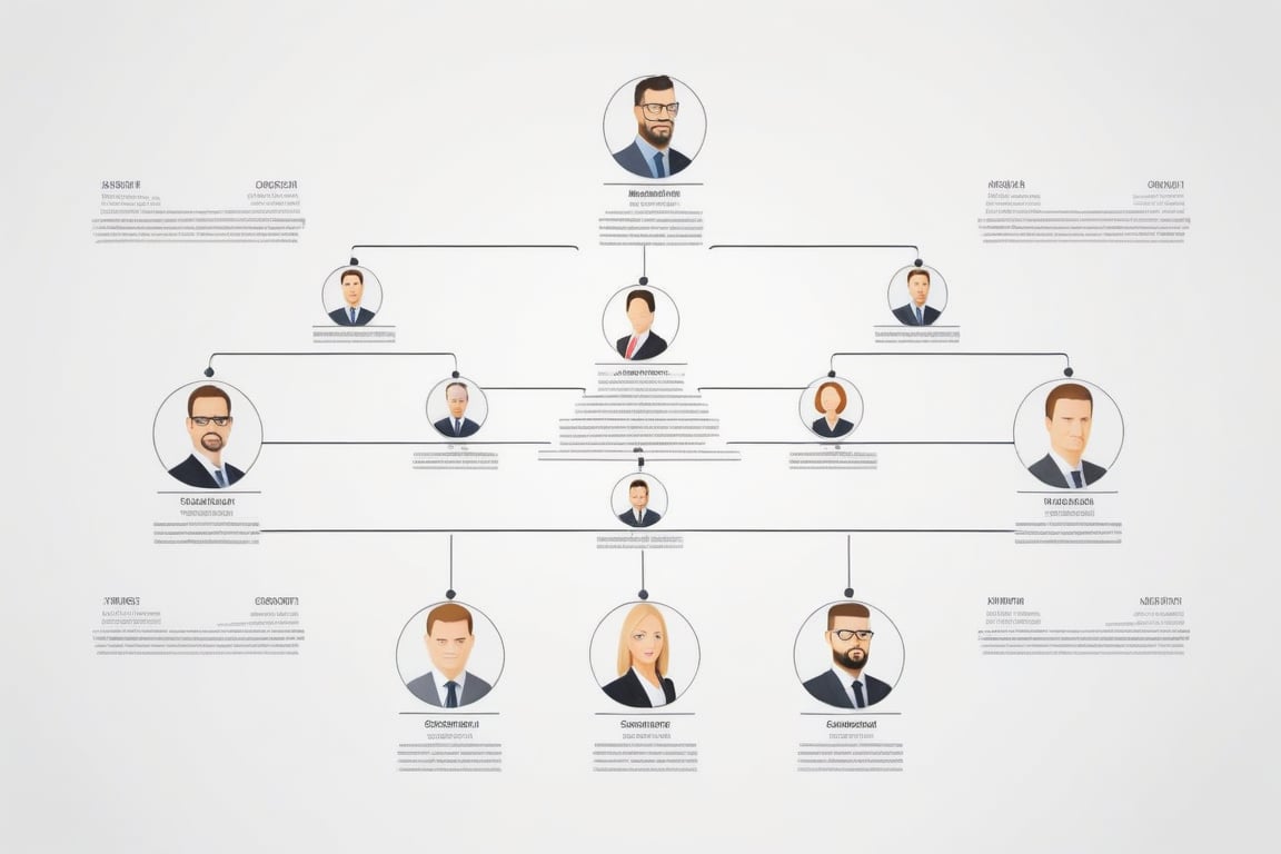 HR hierarchical organizational chart on white background
