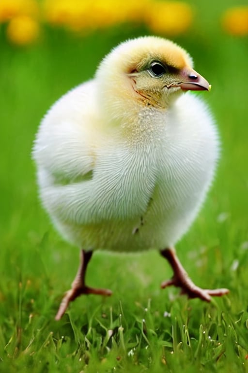 1animal, chick, cute animal, balloon shape, realistic, dance, garden.