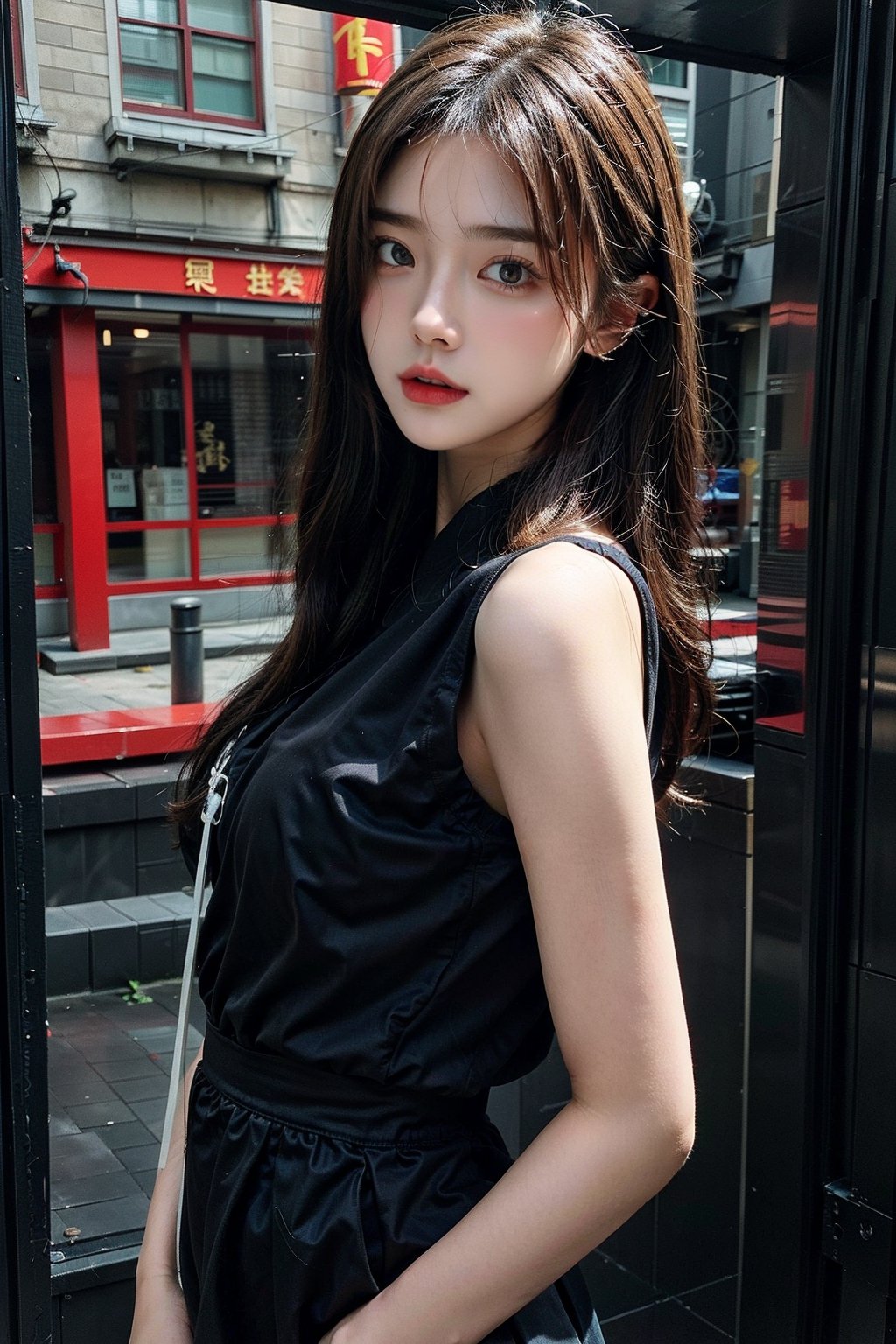 1girl,Chinese,body,slender,solo,long hair,looking at viewer,black hair,indoors,black eyes,lips,nature,realistic,photo background,clean background trending,very pretty face,girlish,8k,best quality,masterpiece,ultra highres:1.2,ultra highres,masterpiece,high quality,LinkGirl,dasha_taran,FilmGirl,high detail,detailed,hyper detailed,very high detailed,full body:1.5