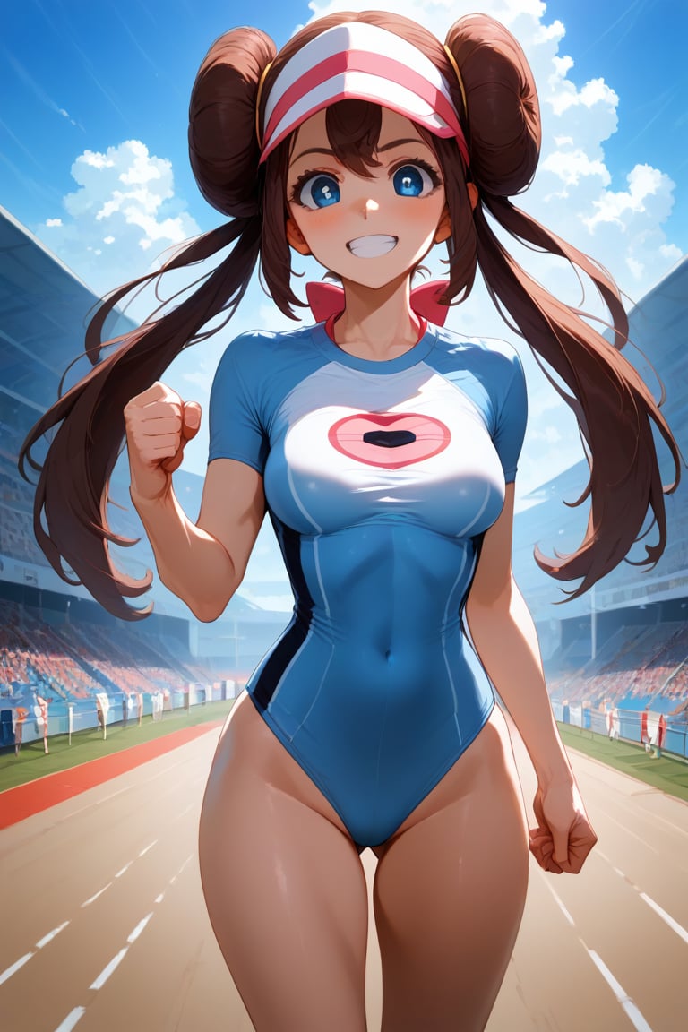 score_9, score_8_up, score_8,sfw,newest,
BREAK,1girl,Rosa,hair bun, blue eyes, twintails, long hair,looking at viewer,smile,cycling uniform,standing,clenched hands,Olympics,attractive image