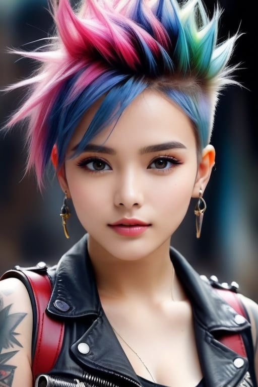 Ultra realistic, masterpiece, hd, complex_background, punk girl watercolor