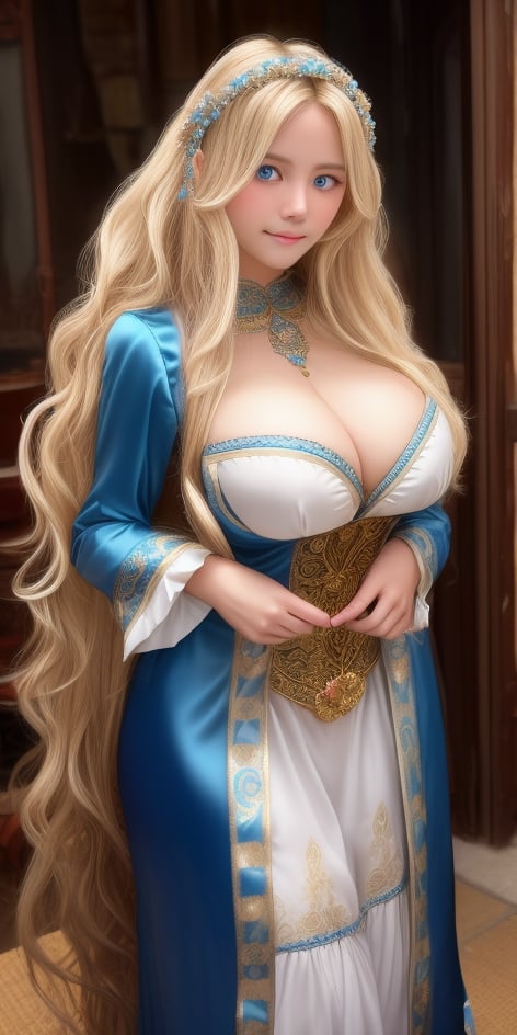 Long wavy blonde hair. Blue eyes. Young women. Fair complexion. Traditional Mexican woman costume. Extremely Detailed, Intricate ,Sexy,Pose,Cute Face,photorealistic,More Detail,masterpiece