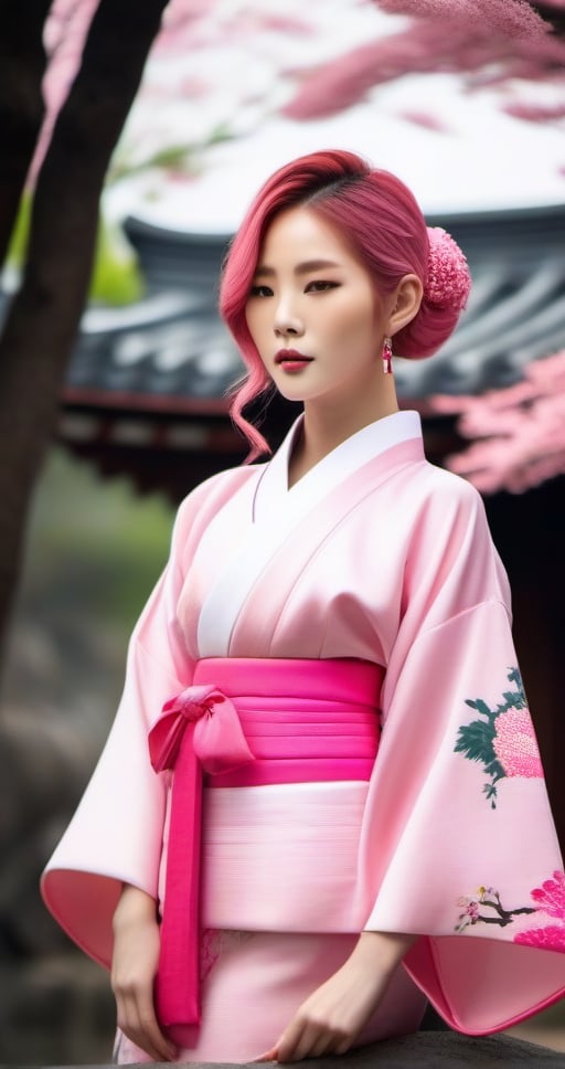 korean beauty pink hair kimono fashion elegant woman asian style shoulder length hair korean culture traditional attire pink aesthetic stunning portrait  
Hot Body,more detail XL,Enhanced All,photo r3al,Hot Girl