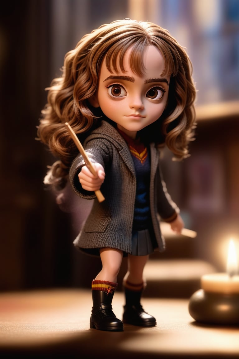 hermione granger, very cute tiny, rim lighting, adorable big eyes, small, By greg rutkowski, chibi, Perfect lighting, Sharp focus