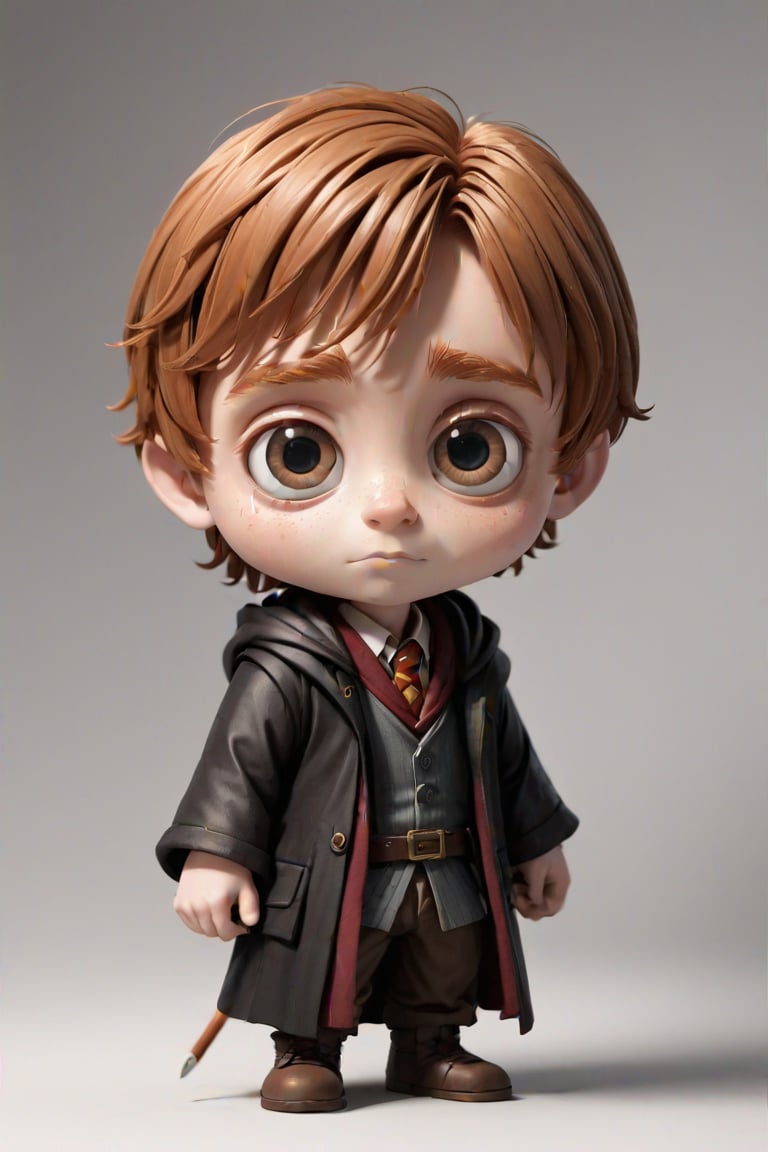 Ron Weasley, very cute tiny, rim lighting, adorable big eyes, small, By greg rutkowski, chibi, Perfect lighting, Sharp focus